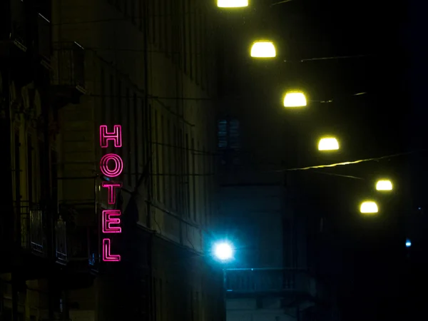 Hotel Neonfény — Stock Fotó