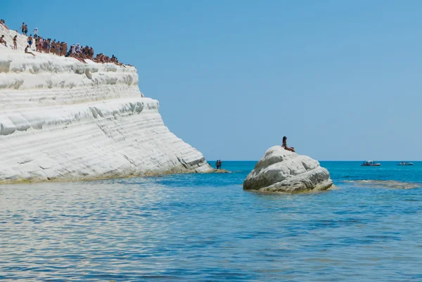 Ağustos 2016, Scala dei turchi beach Sicilya, İtalya. — Stok fotoğraf
