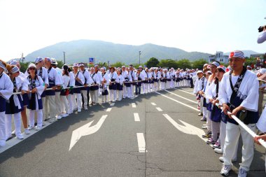 Ise, Japonya, Ağustos 2013. Ise Büyük Tapınağı, güneş tanrıçası Amaterasu 'ya adanmış bir Shinto tapınağıdır. Ise Yenilenme (Shikinen Sengu) her 20 yılda bir olur.