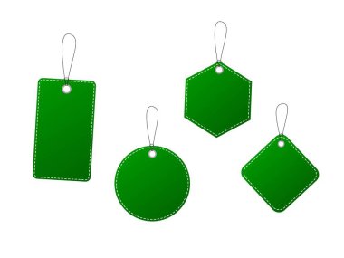 Çeşitli şekillerde indirimli etiket. İndirimli etiketler ve etiketler, alışveriş etiketleri. Boş, indirimli ve fiyat etiketli kağıtlar. Özel fiyat. Eski model. Vektör illüstrasyonu.