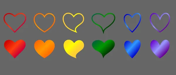 Collezione Icone Simbolo Del Cuore Amore Amore Illustrazione Set — Vettoriale Stock