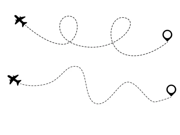 Концепція Подорожі Літаком Піктограма Маршруту Літака Польоту Літака Векторні Ілюстрації — стоковий вектор