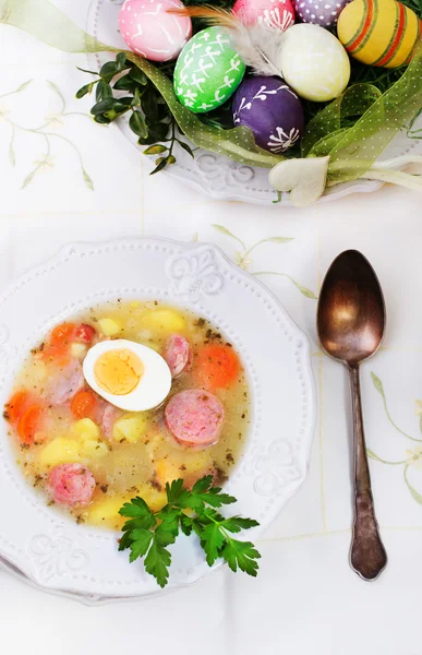 Борщ, яйца, белый, шашлык, польский, каша, суп — стоковое фото