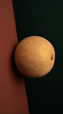 Yuvarlak olgun kavun kavramı doğal bir arka planda. Fructorianism ve sağlıklı bir yaşam tarzı için vitamin diyeti