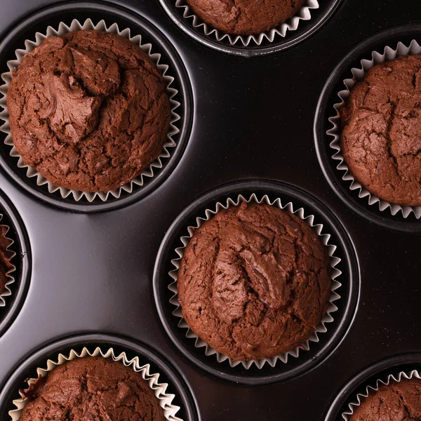 Muffins Salvado Pasas Caseras Recién Horneadas Bandeja Para Hornear Sobre — Foto de Stock