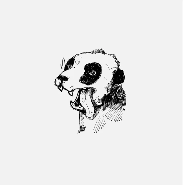 Panda Desenhado Mão Ilustração Tinta — Vetor de Stock