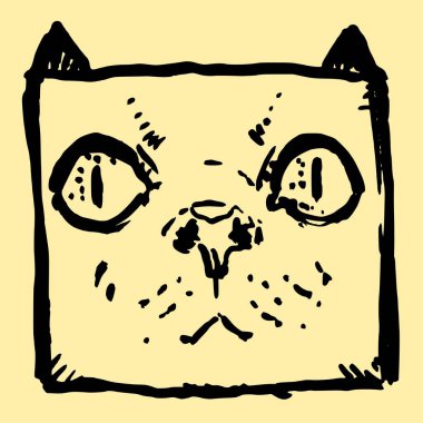 Kedi. El çizimi vektör çizimi. Grafik mürekkep stili. Hayvan karakteri.