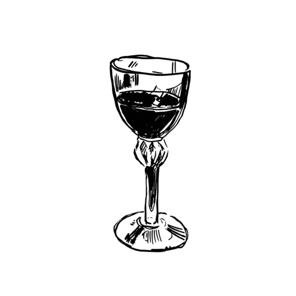 Hand Drawn Vector Illustration Glass Wine Graphic Vintage Design — Stock Vector