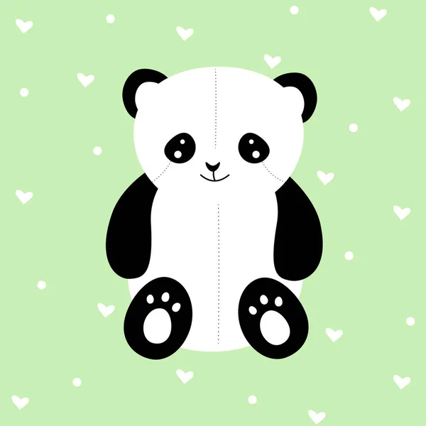 Vector Plano Pequeño Panda Divertido Personaje Dibujos Animados Oso Bambú — Archivo Imágenes Vectoriales