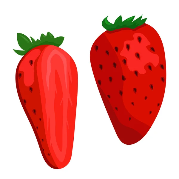 Vector Erdbeere Auf Weißem Hintergrund Flache Illustration Rote Beere — Stockvektor