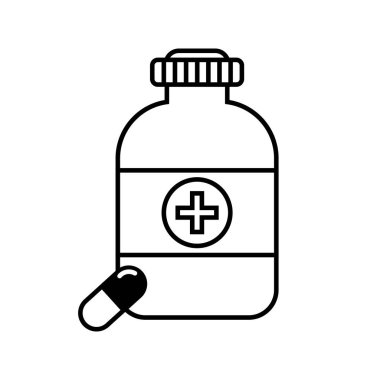 Stoklar için sağlık sigortası simgeleri. Taslak, minimum. Tıbbi ikonlar, düz bir şekilde vektör illüstrasyonu. Medecine ve Health düz simgeleri.