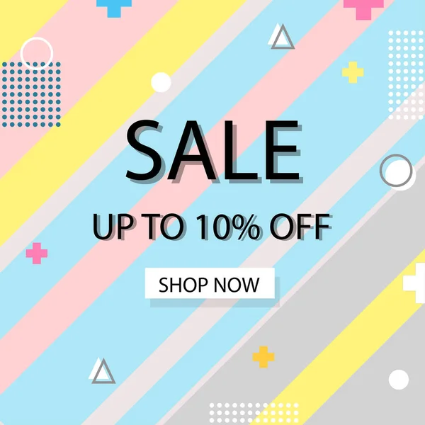Sale Banner Design Fashion 80S 90S Style Discount Frames Pastel — Stock Vector