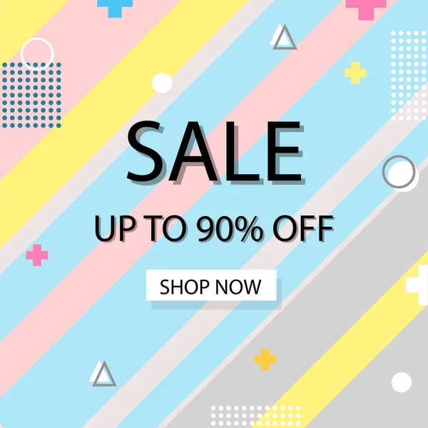 Sale Banner Design Fashion 80S 90S Style Discount Frames Pastel — Stock Vector