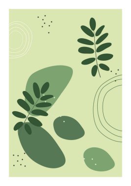 Bohem kolaj duvar izleri. Orta Çağ Modern Tasarımı. Çiçek posterleri. Vektör çizimi. Boho estetik soyut botanik duvar resimleri posterleri. İskandinav tasarımı, doğal doğal renkler.