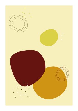 Bohem kolaj duvar izleri. Orta Çağ Modern Tasarımı. Çiçek posterleri. Vektör çizimi. Boho estetik soyut botanik duvar resimleri posterleri. İskandinav tasarımı, doğal doğal renkler.