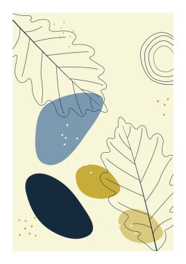 Bohem kolaj duvar izleri. Orta Çağ Modern Tasarımı. Çiçek posterleri. Vektör çizimi. Boho estetik soyut botanik duvar resimleri posterleri. İskandinav tasarımı, doğal doğal renkler.