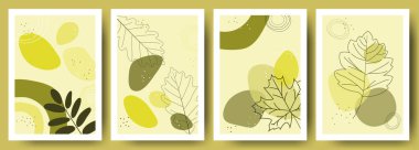 Bohem kolaj duvar izleri. Orta Çağ Modern Tasarımı. Çiçek posterleri. Vektör çizimi. Boho estetik soyut botanik duvar resimleri posterleri. İskandinav tasarımı, doğal doğal renkler.