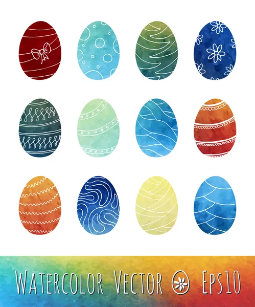 Huevos de Pascua acuarela. Ilustración vectorial — Vector de stock