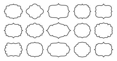 Retro kapak ürünü etiketi çerçeve şekilleri ayarlandı