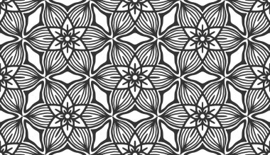 Soyut siyah çiçekli dikişsiz döşeme.