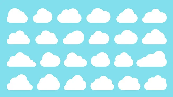 Ensemble d'icônes noires de données réseau en forme de nuage plat — Image vectorielle