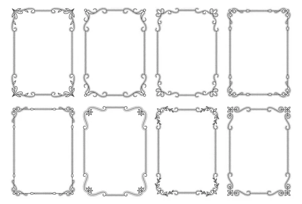复古花框设置黑线边框 — 图库矢量图片