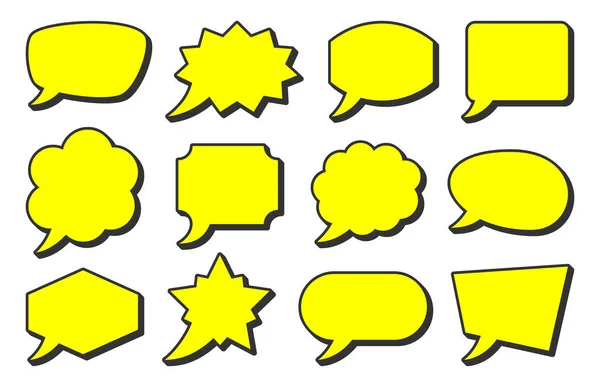 Comic pop art speech bubbles yellow retro frames — Image vectorielle