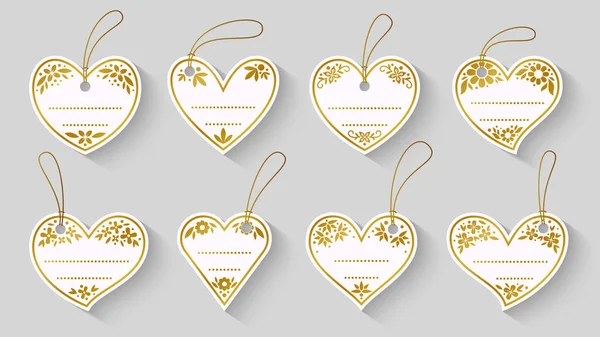 Heart shape love white gold label craft sale tag — Stok Vektör