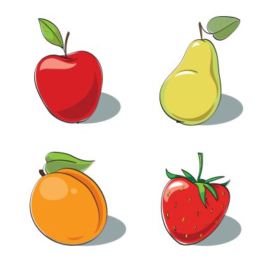 Beyaz arkaplanda izole edilmiş meyve kümesi