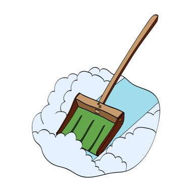 Kar küreği. Vektör el çizilen illüstrasyon