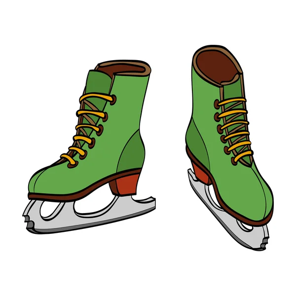 Patins de gelo de inverno. Ilustração desenhada à mão vetorial — Vetor de Stock