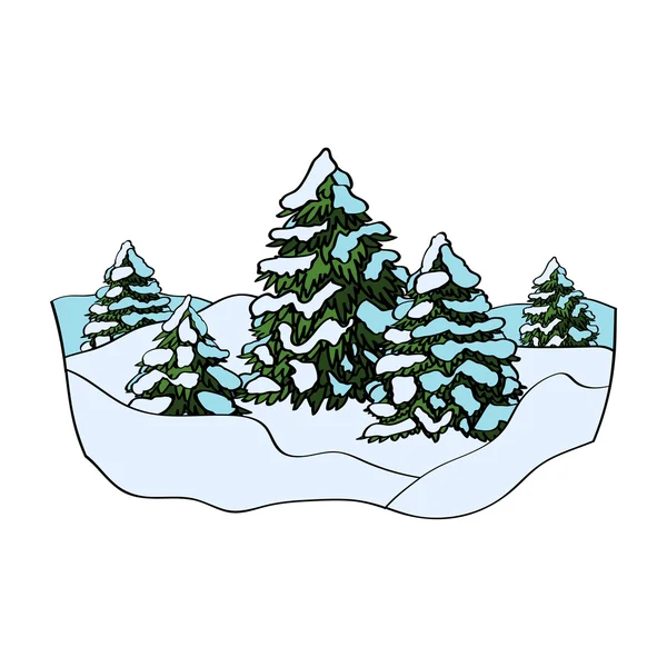 冬の森は、白い背景の上。ベクトル図 — ストックベクタ