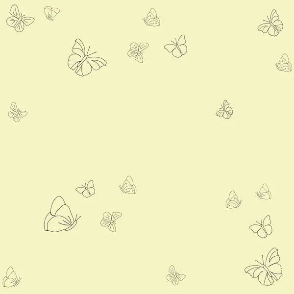 Schmetterling Silhouetten Auf Gelbem Hintergrund — Stockvektor