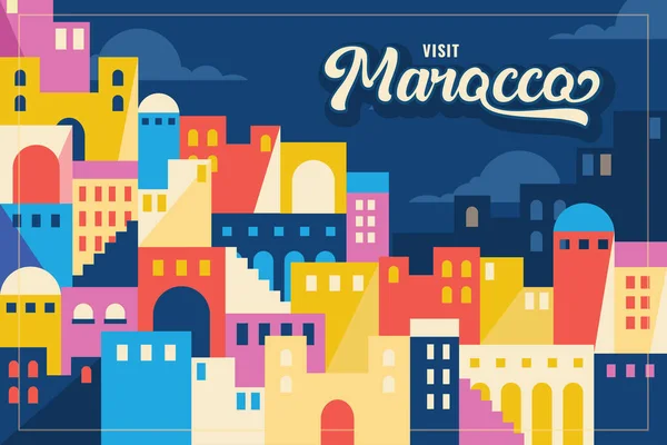 Vector Illustration Marocco Flat Design Concept — Vetor de Stock