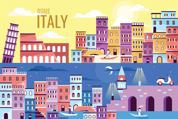 Векторная Иллюстрация Тура Городу Италии Концепция Плоского Дизайна — стоковый вектор