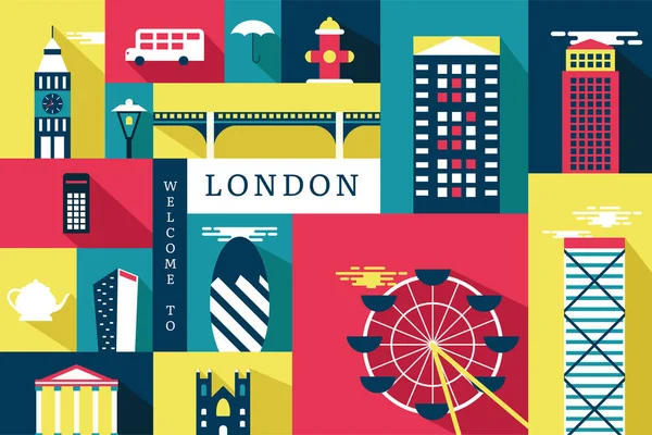 Vector Illustration City London Flat Design Concept —  Vetores de Stock