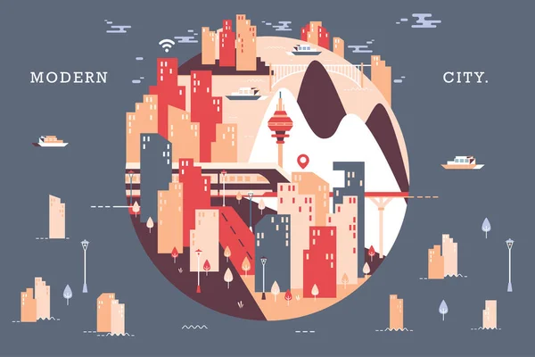 Vector Illustration City Scape Flat Design Concept — Stockový vektor