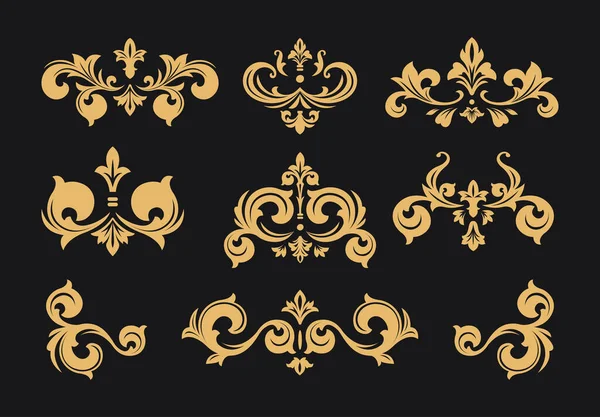 Ensemble Bordure Baroque Victorien Vintage — Image vectorielle