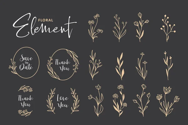 Beautiful Hand Drawn Floral Wreath Vector Collection — Vetor de Stock