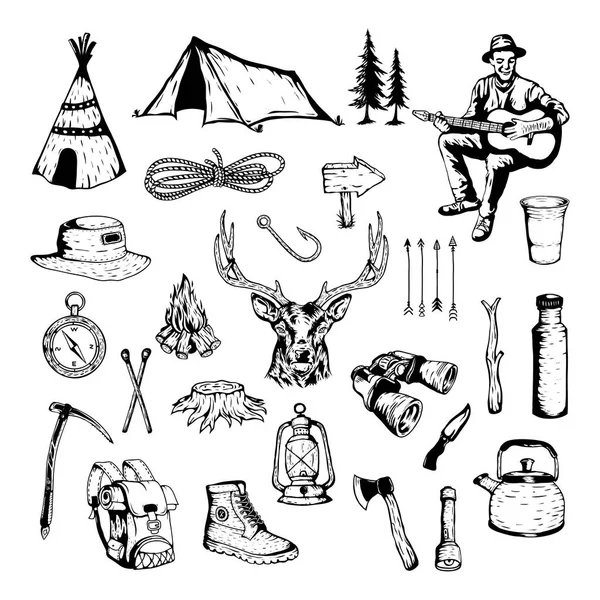 Kamp ve açık hava macerasının vektör ögesi