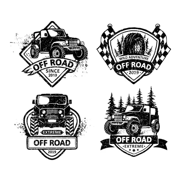 Set Vintage Offroad Badges Labels Emblems Logo — Stock Vector