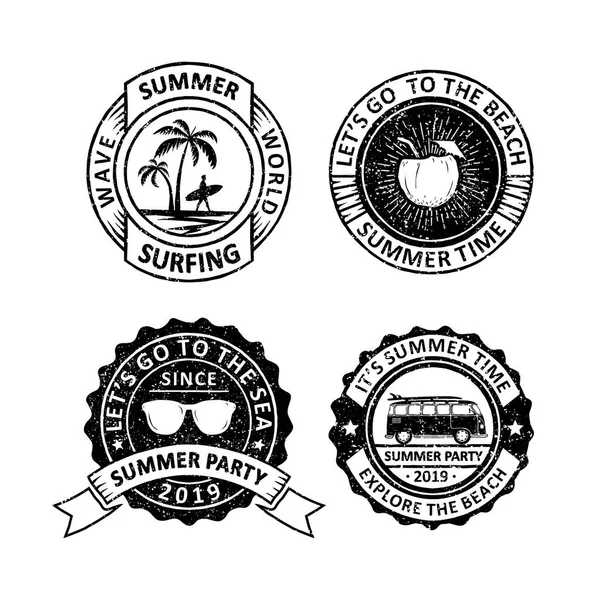 Set Insignias Verano Vintage Etiquetas Emblemas Logotipo — Vector de stock