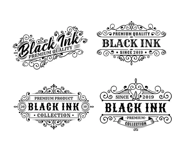 Set Vintage Tattoo Label Design Calligraphy Typography Elements Styled Design — Stockový vektor