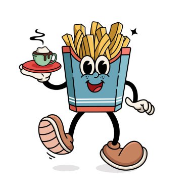 Kahveli Fast Food Maskotu Patates kızartması