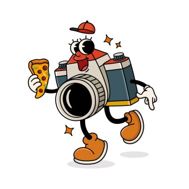 Mutlu Kamera Çizgi Filmi Karakteri Pizza Dilimliyor