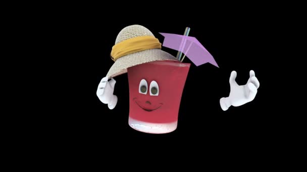 Animated Cocktail Character — Stock Video