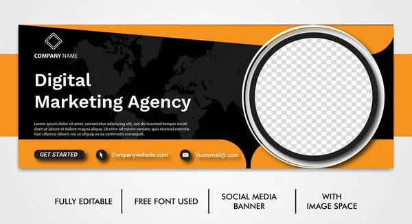 Digitale Business Marketing Promotie Tijdlijn Facebook Social Media Cover Template — Stockvector