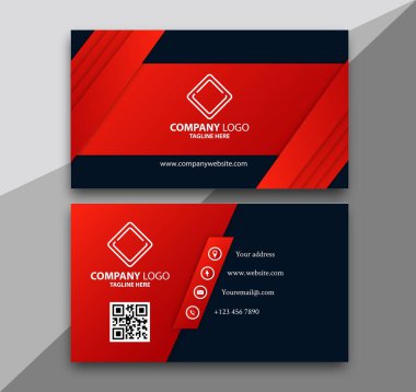 Kırmızı ve siyah geometrik kartvizit şablonu