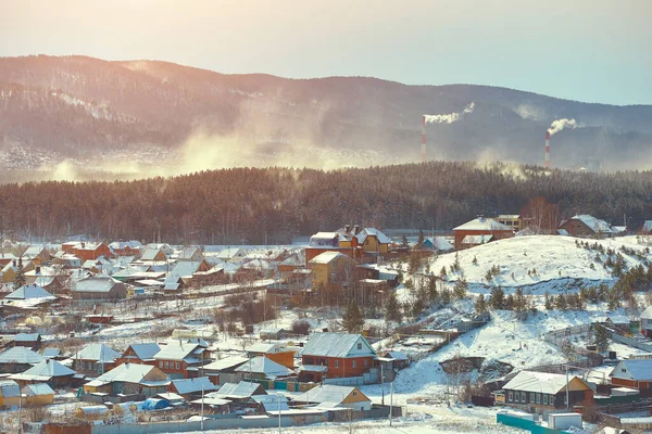 Typical South Ural village in winter.