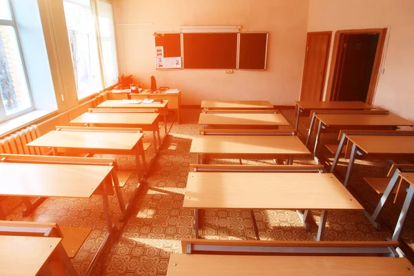 Interior Aula Escolar Vacía Concepto Coronavirus Covid Cuarentena Escuelas Instituciones —  Fotos de Stock